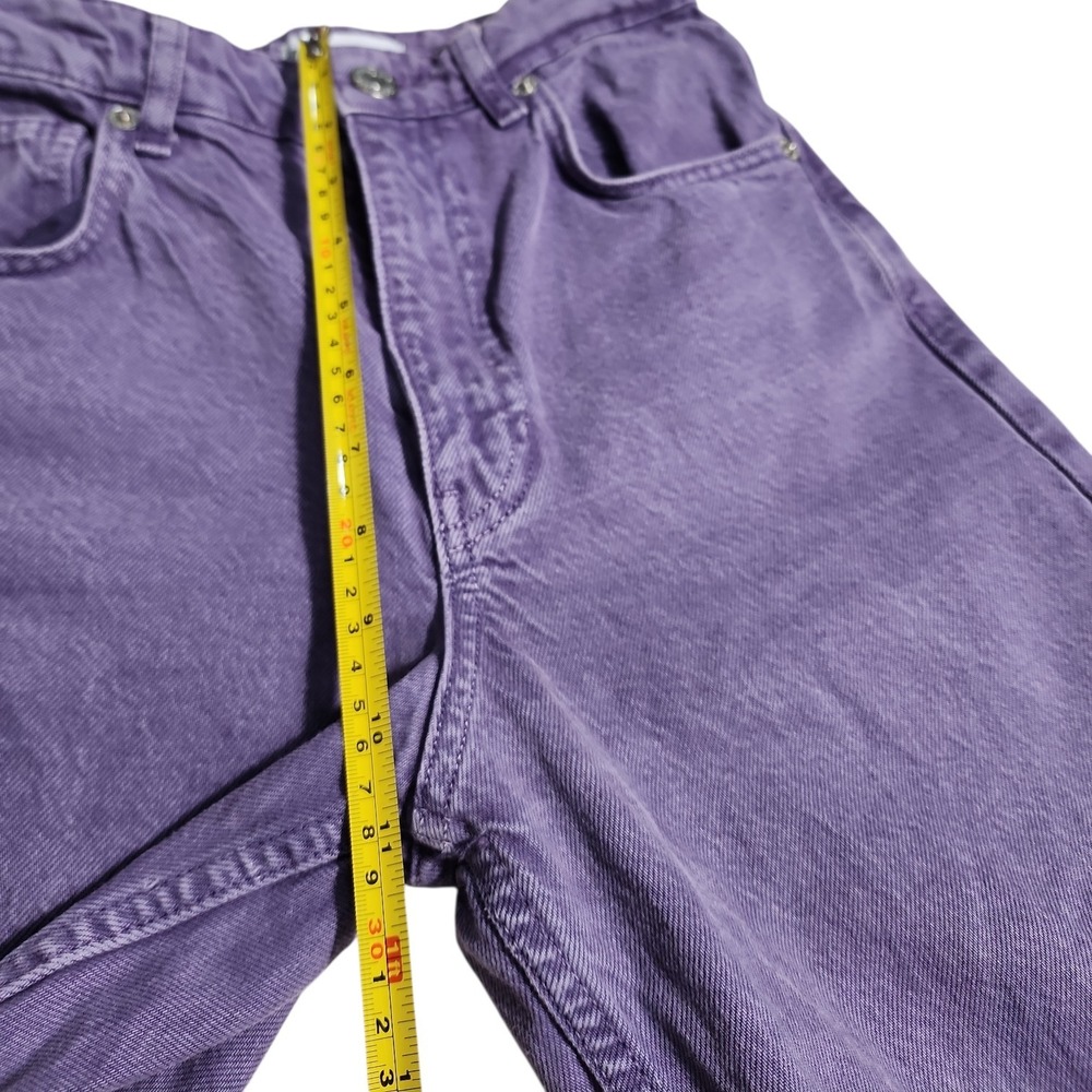 ZARA Purple High Waisted Wide Leg Jeans USA 2 Retro Colorful Denim Pants Boho - Picture 5 of 12